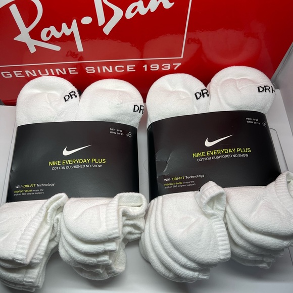 Brand new Nike Ankle socks 2 pks of 6 White ankle socks size 8-12 total 12 pairs - Picture 5 of 5